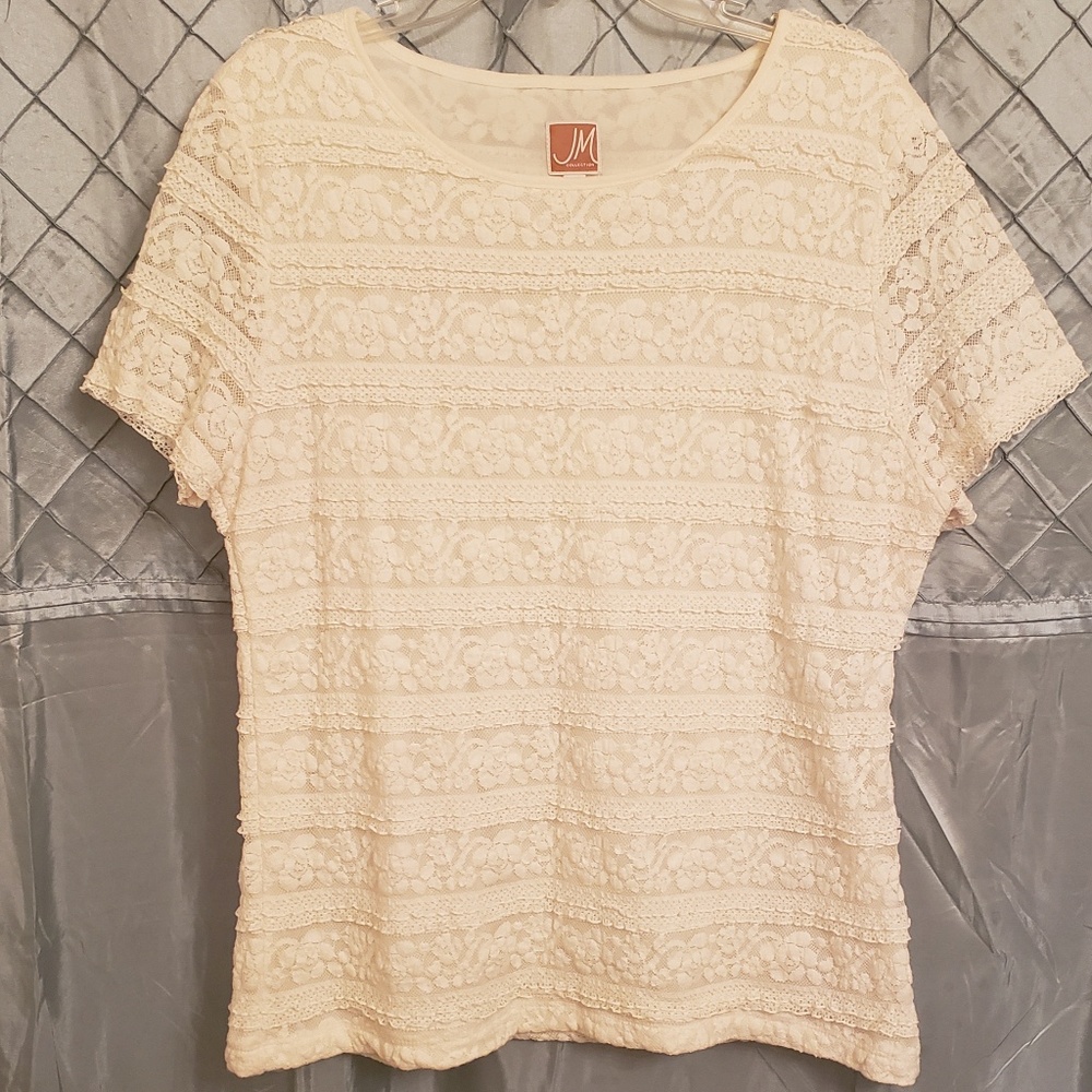 💛 JM Collection Beautiful Cream Lace Top / Blouse
